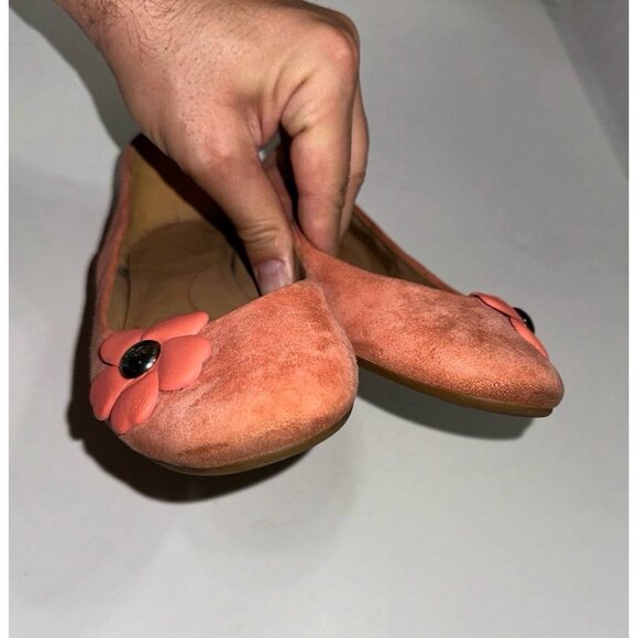 UGG Thea Poppy 'Vibrant Coral' Suede Slip On Flats Loafers Shoes Size 6.5 - Picture 5 of 11